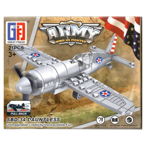 SBD-34 Dauntless hátrahúzhatós kis zuhanóbombázó építőjáték készlet
