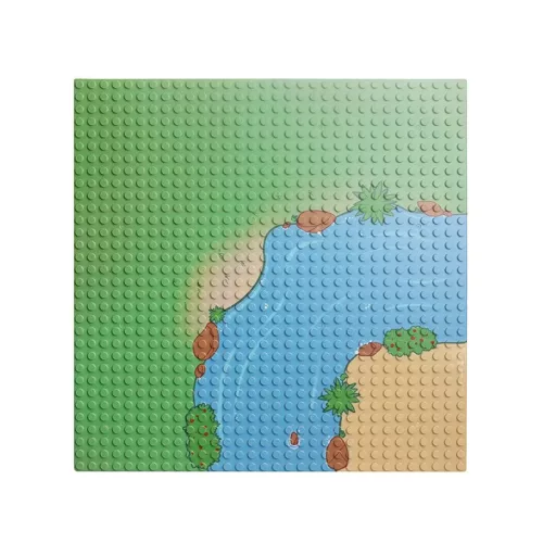25×25 cm-es folyó alaplap építőjátékokhoz – kanyar