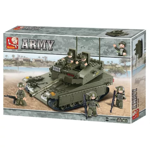 Sluban Army – Merkava nagy tank építőjáték készlet 5 fős legénységgel 