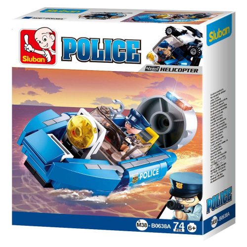 Sluban Police - 4 into 1 rendőrségi csónak építőjáték készlet