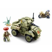 Sluban Army WWII - második világháborús angol AEC kerekes harckocsi építőjáték készlet