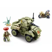 Sluban Army WWII - második világháborús angol AEC kerekes harckocsi építőjáték készlet