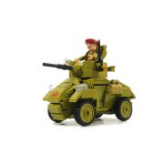 Sluban Army WWII - második világháborús angol AEC kerekes harckocsi építőjáték készlet