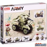 Sluban Army WWII - második világháborús angol AEC kerekes harckocsi építőjáték készlet