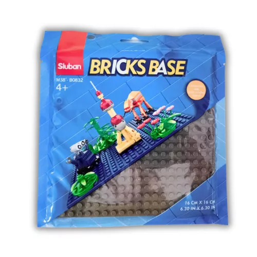 Sluban 16x16 cm-es alaplap építőjátékokhoz - szürke