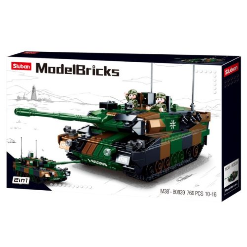 Sluban Model Bricks - Army 2 az 1-ben Leopard 2 harckocsi építőjáték készlet 