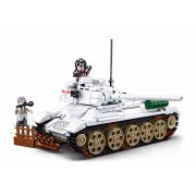 Sluban Army WWII - Budapest ostroma: fehér szovjet T34-85 harckocsi építőjáték készlet