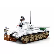 Sluban Army WWII - Budapest ostroma: fehér szovjet T34-85 harckocsi építőjáték készlet