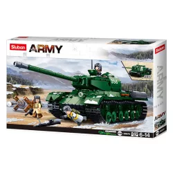   Sluban Army WWII - Budapest ostroma: 2 az 1-ben nagy tank (IS2) és páncélvadász (ISU152) építőjáték készlet