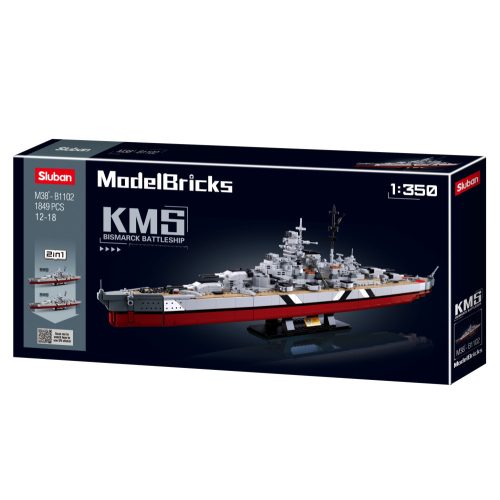 Sluban Model Bricks Army - 2 az 1-ben Bismarck csatahajó építőjáték készlet