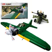 Sluban Army WWII - A6M Zero vadászrepülőgép és légvédelmi üteg építőjáték készlet