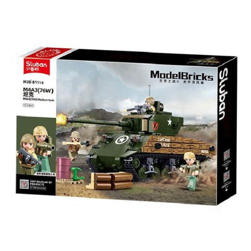 Sluban Model Bricks - 2 az 1-ben M4A3 Sherman közepes harckocsi építőjáték készlet