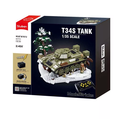 Sluban Model Bricks - T34S távirányítós harckocsi építőjáték készlet