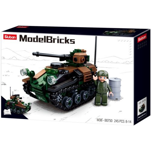 Sluban Model Bricks Army - 2 az 1-ben lánctalpas páncélozott jármű építőjáték készlet