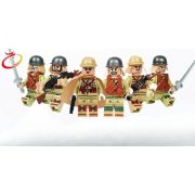 Katonai építőjáték figura szett - 6 db különböző japán világháborús katonafigura számos kiegészítővel 