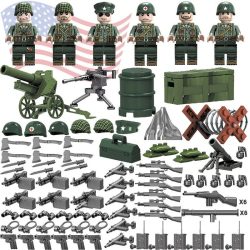   Katonai építőjáték figura szett - 6 db különböző amerikai világháborús katonafigura számos kiegészítővel