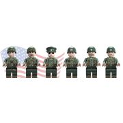 Katonai építőjáték figura szett - 6 db különböző amerikai világháborús katonafigura számos kiegészítővel