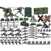 Katonai építőjáték figura szett - 6 db különböző amerikai világháborús katonafigura számos kiegészítővel