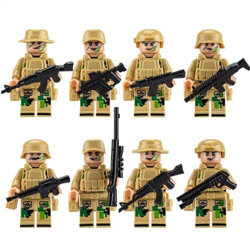 Katonai építőjáték figura szett - 8 db különböző modern katonafigura kiegészítőkkel