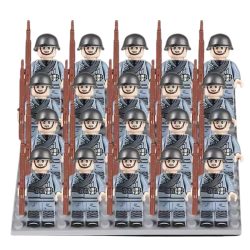   Katonai építőjáték figura szett - 20 db olasz világháborús katona figura kiegészítőkkel, 1 db 15x15 cm-es alaplappal