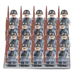   Katonai építőjáték figura szett - 20 db olasz világháborús katona figura kiegészítőkkel, 1 db alaplappal