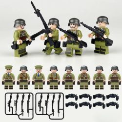   Katonai építőjáték figura szett - 8 db különböző világháborús katonafigura számos kiegészítővel