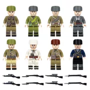 Katonai építőjáték figura szett - 8 db különböző világháborús orosz katonafigura kiegészítőkkel