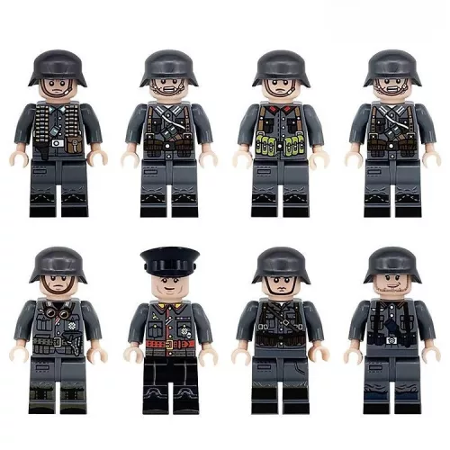 Katonai építőjáték figura szett - 8 db második világháborús német katonafigura