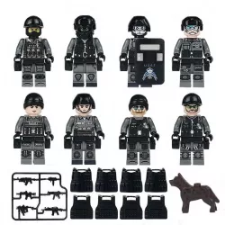   8 darab USAF speciális bevetési egység építőjáték figura, számos kiegészítővel.