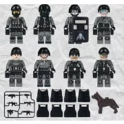 8 darab USAF speciális bevetési egység építőjáték figura, számos kiegészítővel.