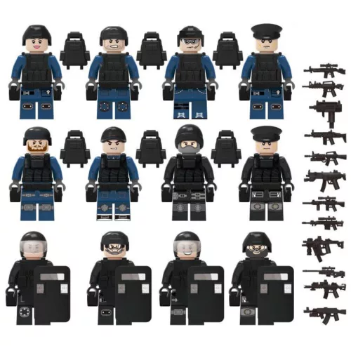12 darab SWAT rendőr építőjáték figura készlet kiegészítőkkel
