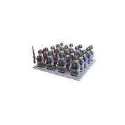Katonai építőjáték figura szett - 20 db világháborús francia katona, kiegészítőkkel, 1 db alaplappal