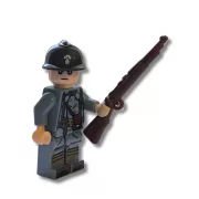 Katonai építőjáték figura szett - 20 db világháborús francia katona, kiegészítőkkel, 1 db alaplappal