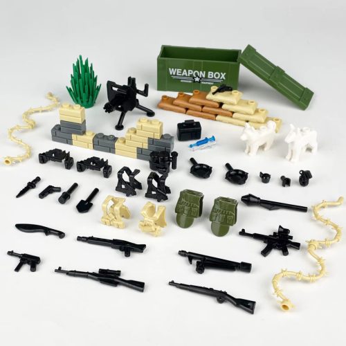Katonai építőjáték kiegészítő szett - 55 darabos második világháborús katonai kiegészítő csomag
