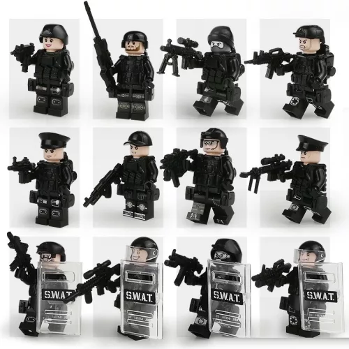 SWAT egység - 12 db építőjáték figura kiegészítőkkel.