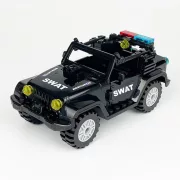 SWAT építőjáték készlet 12 db  rendőrfigurával, 2 db kutyafigurával, 1 db SWAT dzsippel és számos kiegészítővel