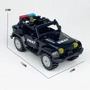 SWAT építőjáték készlet 12 db  rendőrfigurával, 2 db kutyafigurával, 1 db SWAT dzsippel és számos kiegészítővel