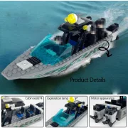 Rendőrségi motorcsónak építőjáték készlet 4-6 figurához